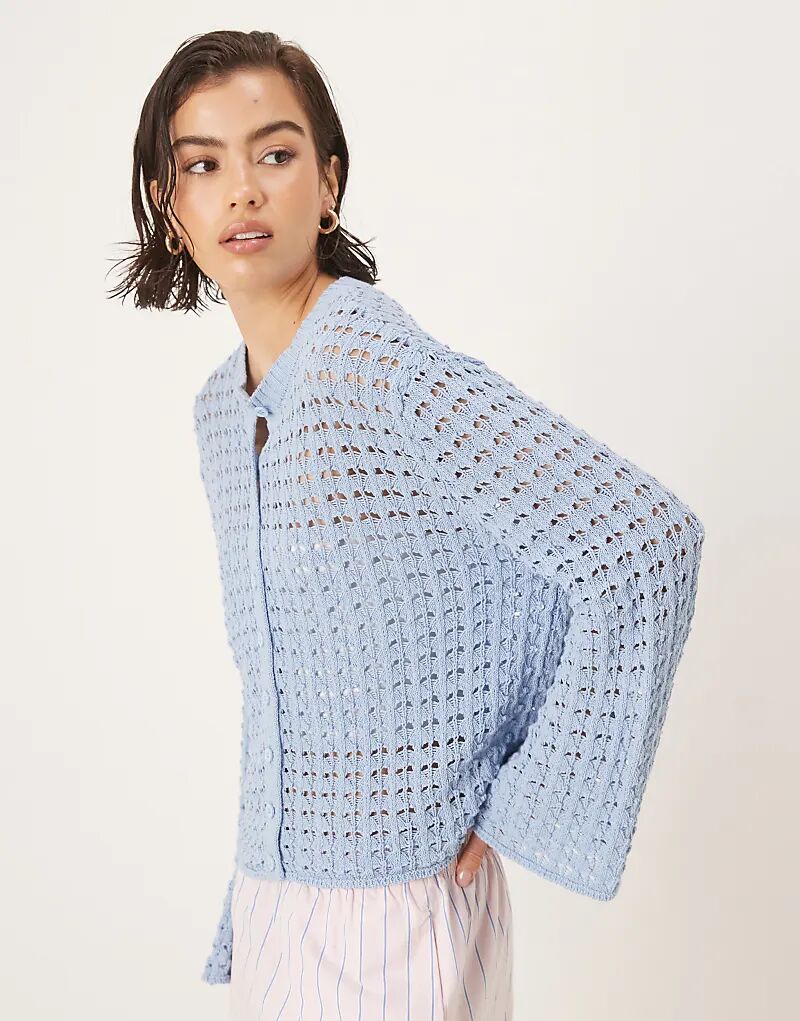 

Вязаный кардиган ASOS DESIGN с рукавами-ангелами синего цвета
