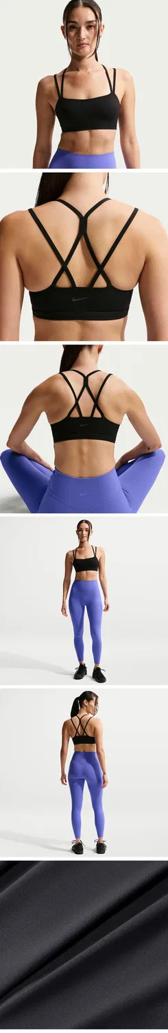Женский спортивный бюстгальтер Nike Zenvi Strappy Light Support с вкладышами, чёрный — фото 2