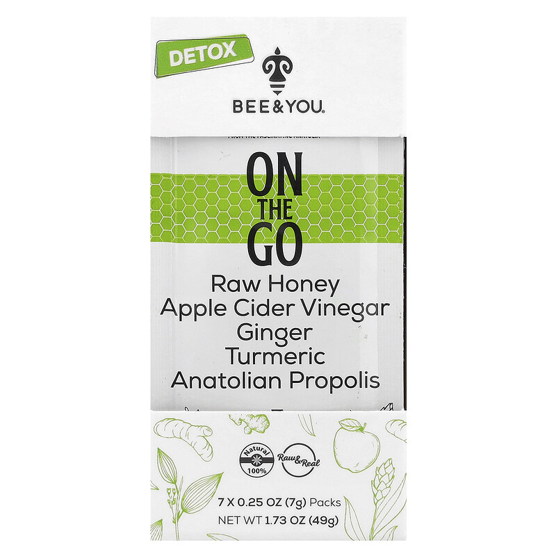 

Bee&You, On The Go, для детоксикации, 7 упаковок по 7 г (0,25 унции)
