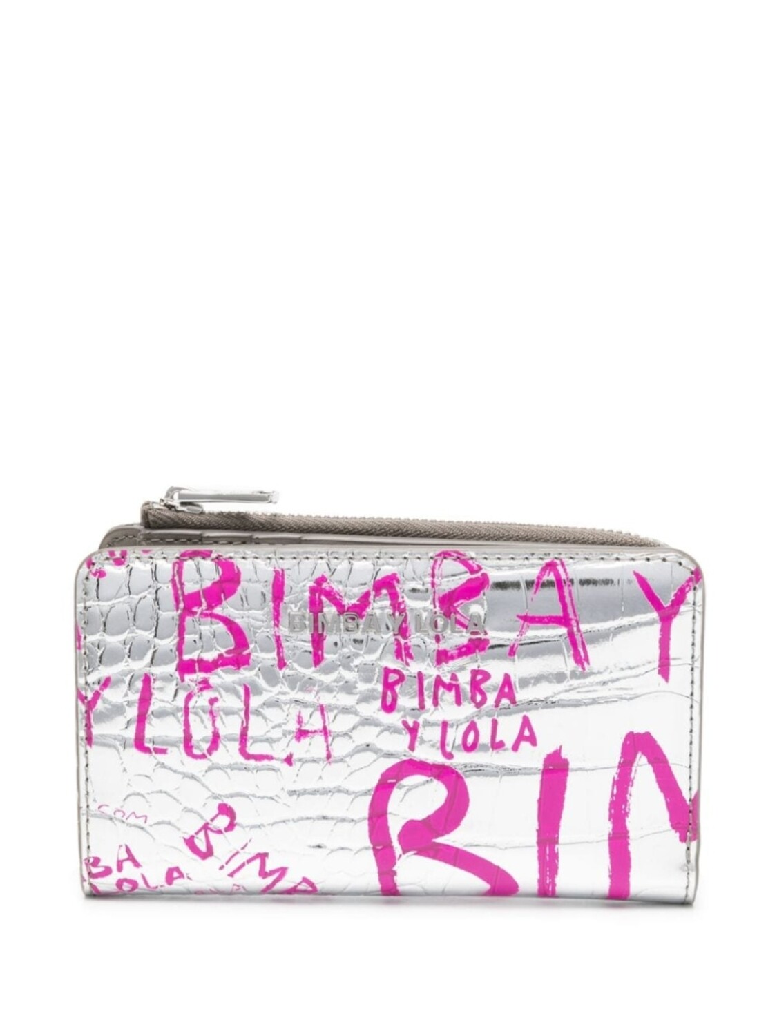 

Кошелек с тиснением под крокодила и логотипом Bimba y Lola, серебристый