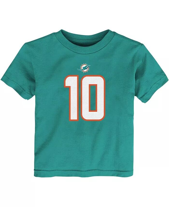 Футболка с именем и номером игрока Tyreek Hill Aqua Miami Dolphins для мальчиков и девочек Nike, синий — фото 3