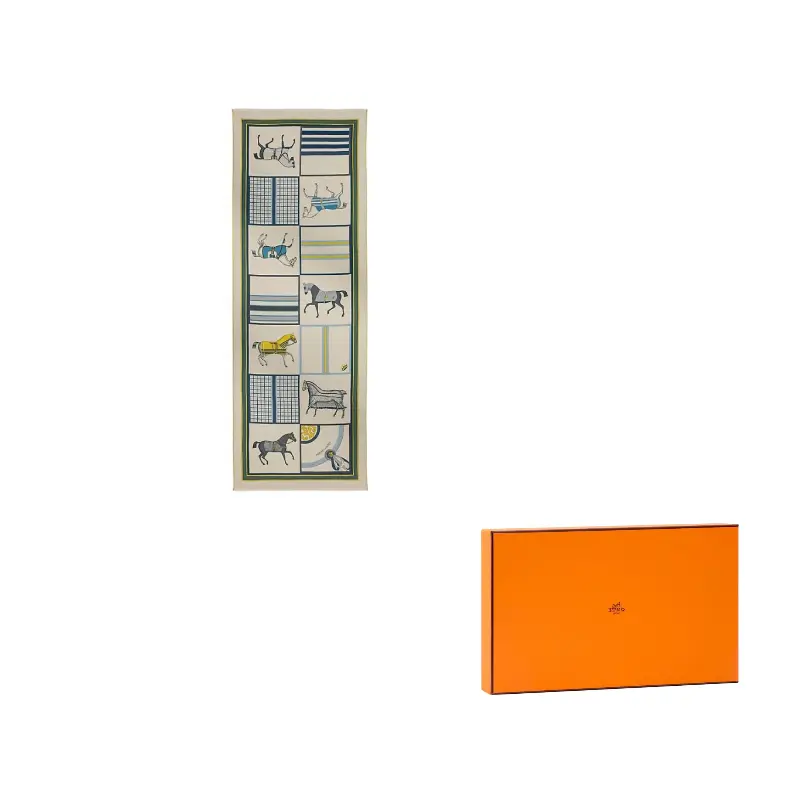 

HERMES Кашемировый вязаный шарф мужской натуральный, Natural