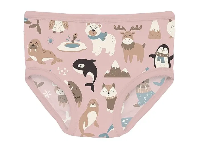 Трусы детские набор 3 шт Print Girl's Underwear Set Kickee Pants Kids, Melody Sugar Plum/Desert Rose/Natural Silly Penguins — фото 3