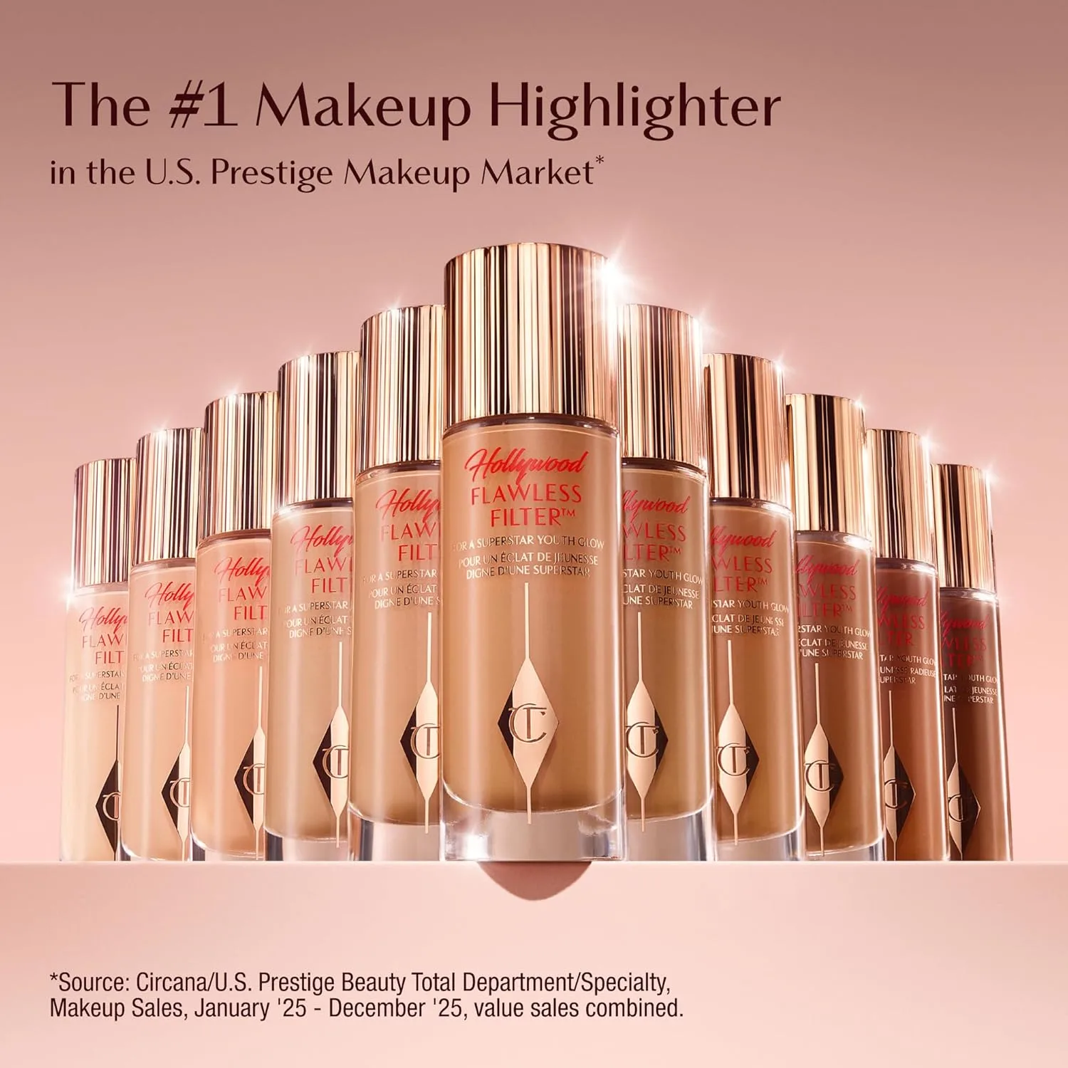 Charlotte Tilbury Hollywood Flawless Filter - универсальный праймер, бустер для сияния и жидкий хайлайтер с легким покрытием для гладкой и матовой кожи, 7 Dark - Rich bronze shade for deep skin tones — фото 3