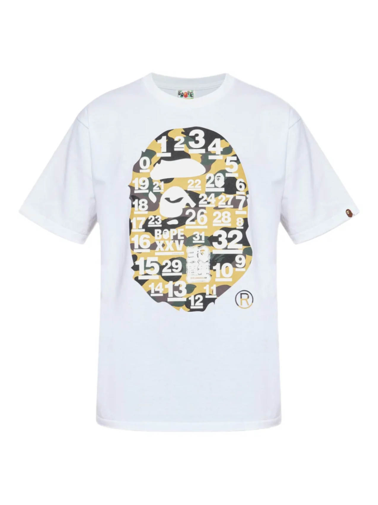 

A BATHING APE 32nd Anniv. Big Ape Head Футболка, белый