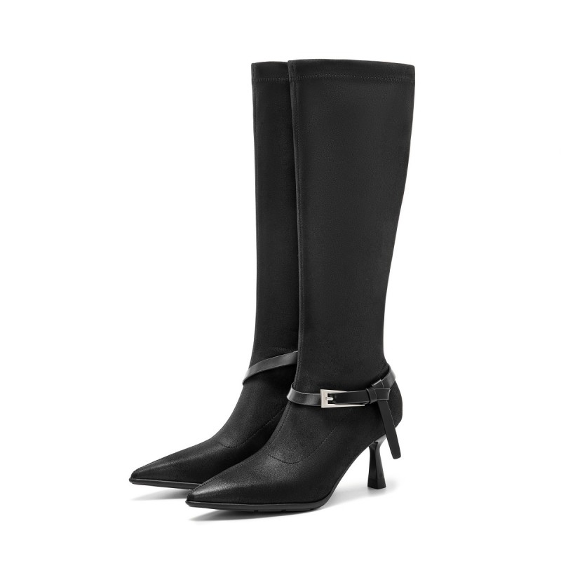 ELLE Черные женские полусапоги на каблуке 7 см, цвет Black — фото 3