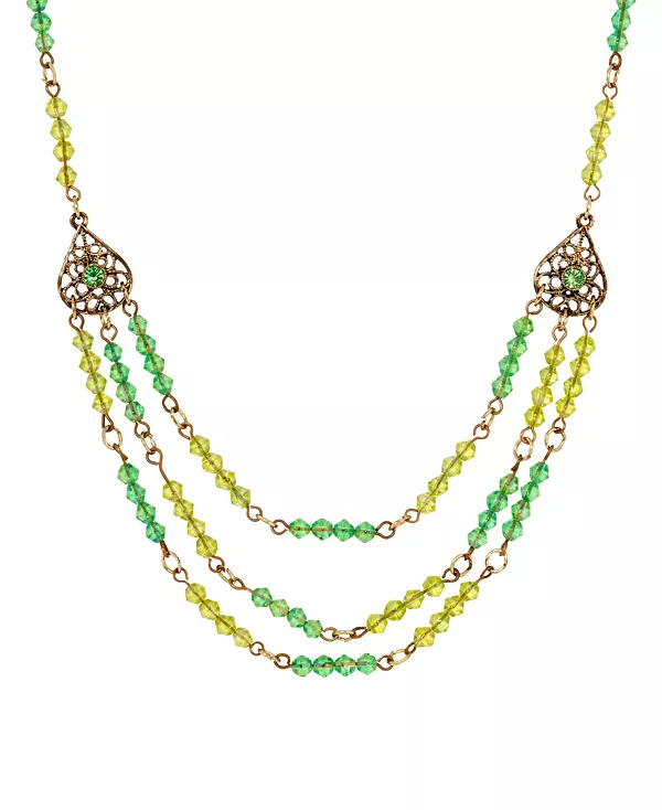 

Тройное ожерелье из бусин-фонарей 2028, green