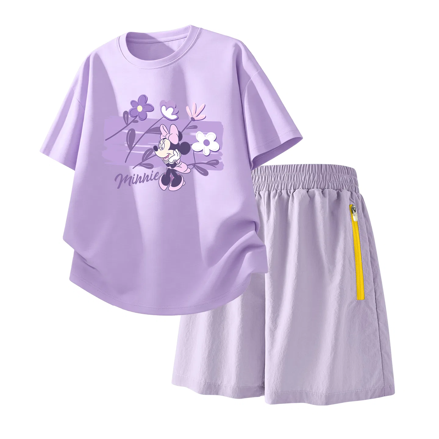 Детский спортивный костюм Casual Sportswear 2 Piece Set Disney, Di Chao Flower Taro Purple+Solid Color Taro Paste Purple