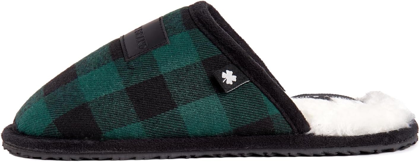 Домашние тапочки Lucky Brand для мальчиков с клетчатым узором - уют и комфорт с стильным клетчатым дизайном, зеленый — фото 3