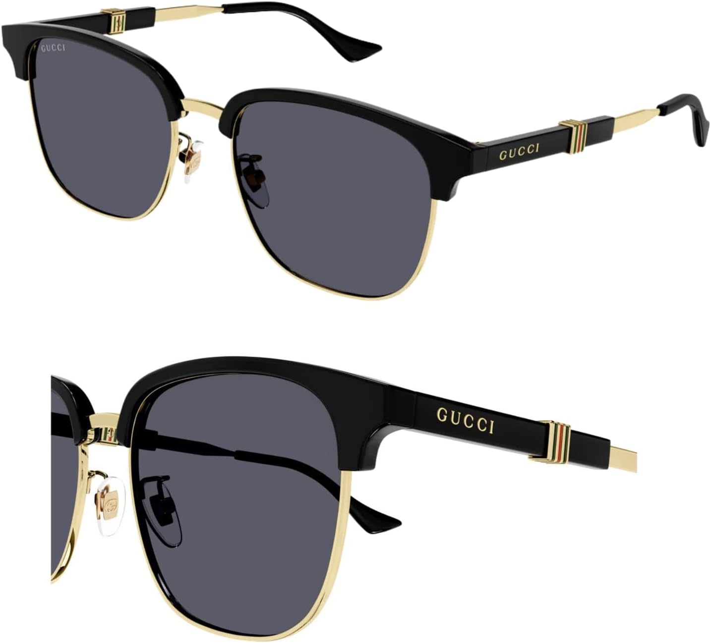 

Мужские квадратные неполяризованные солнцезащитные очки Gucci GG1499SK с логотипом в виде надписи – в комплекте роскошный набор для очков – золотая оправа с серыми линзами