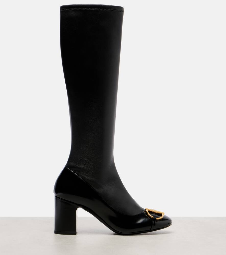 Ботинки Alfa Horsebit 75 до колена из кожи Gucci, Black/Black — фото 4