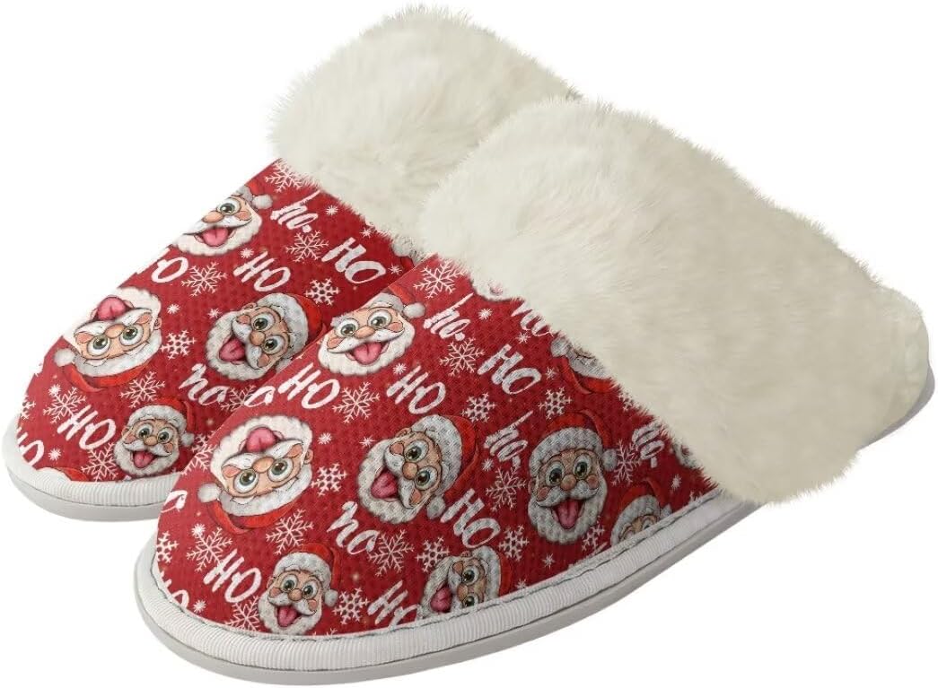 

Женские и мужские рождественские пушистые тапочки xixirimido с противоскользящей подошвой для дома и улицы, Christmas Man