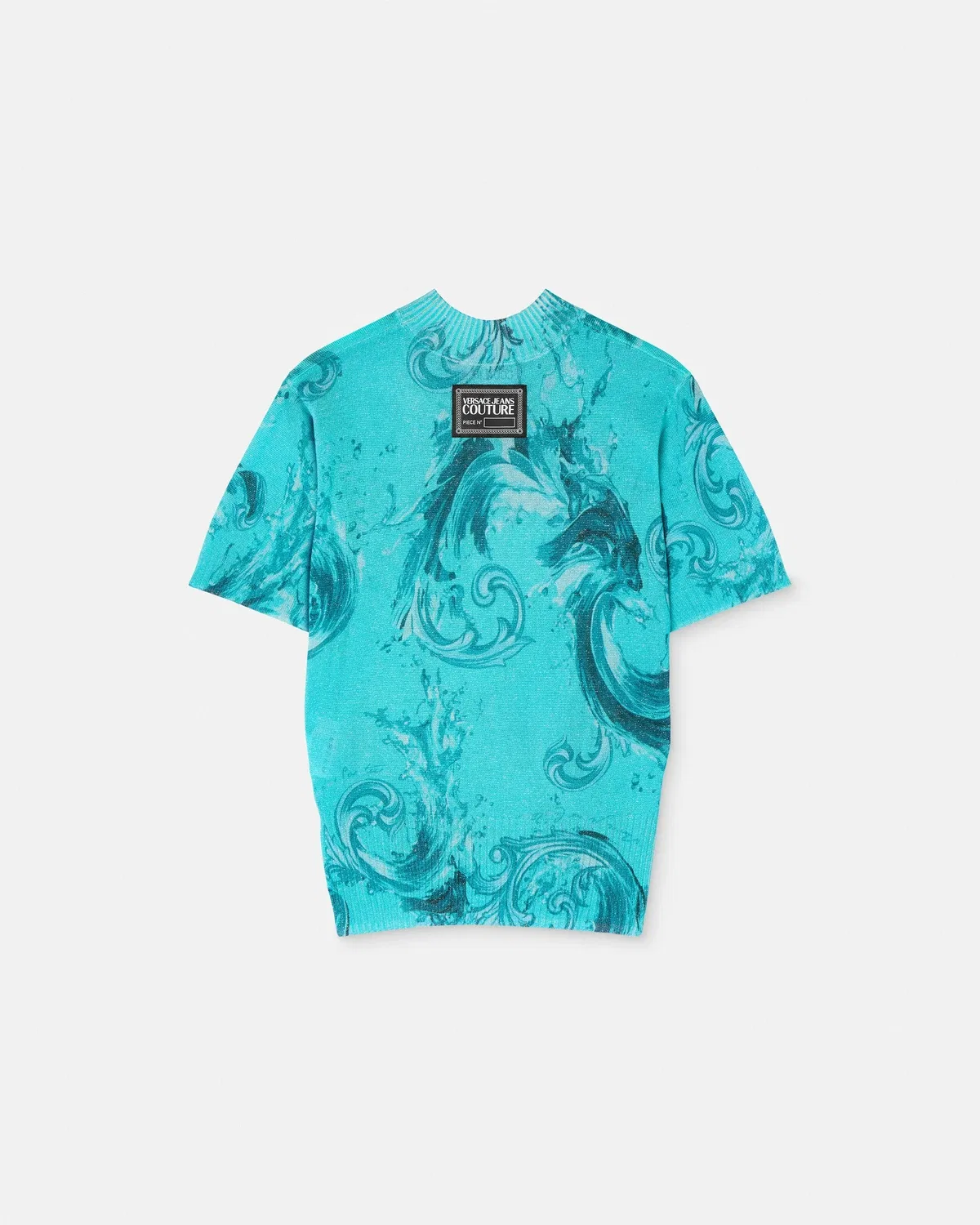 Вязаная футболка из вискозы с принтом VERSACE, черный — фото 3
