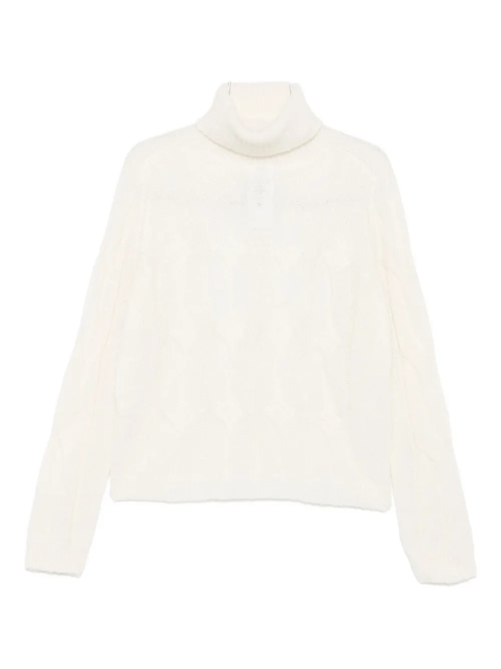 

Кабельный вязаный свитер с воротником-гольф Liu Jo, белый