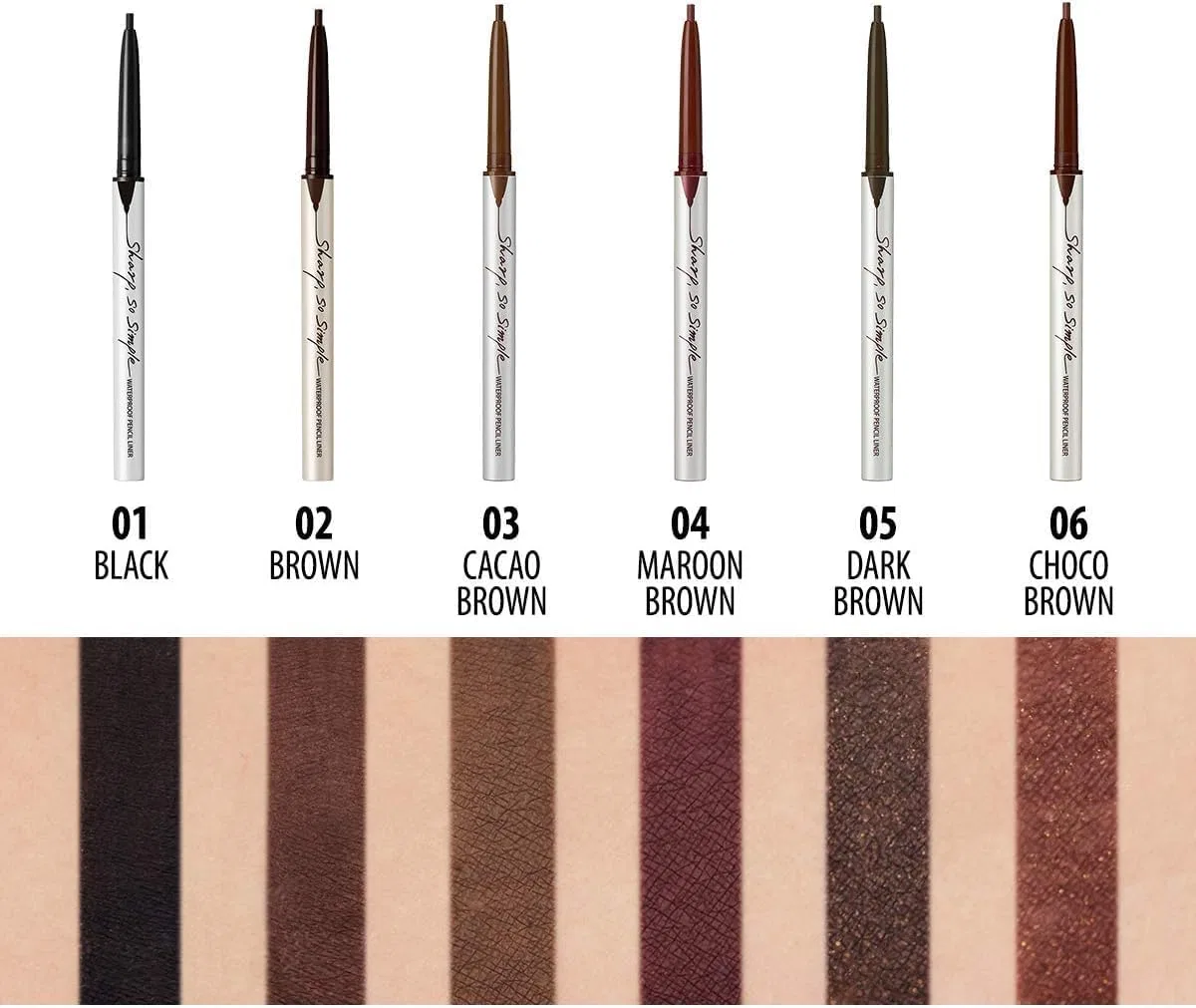 Карандаш для глаз Clio Sharp Simple Waterproof Pencil Eyeliner коричневый — фото 4