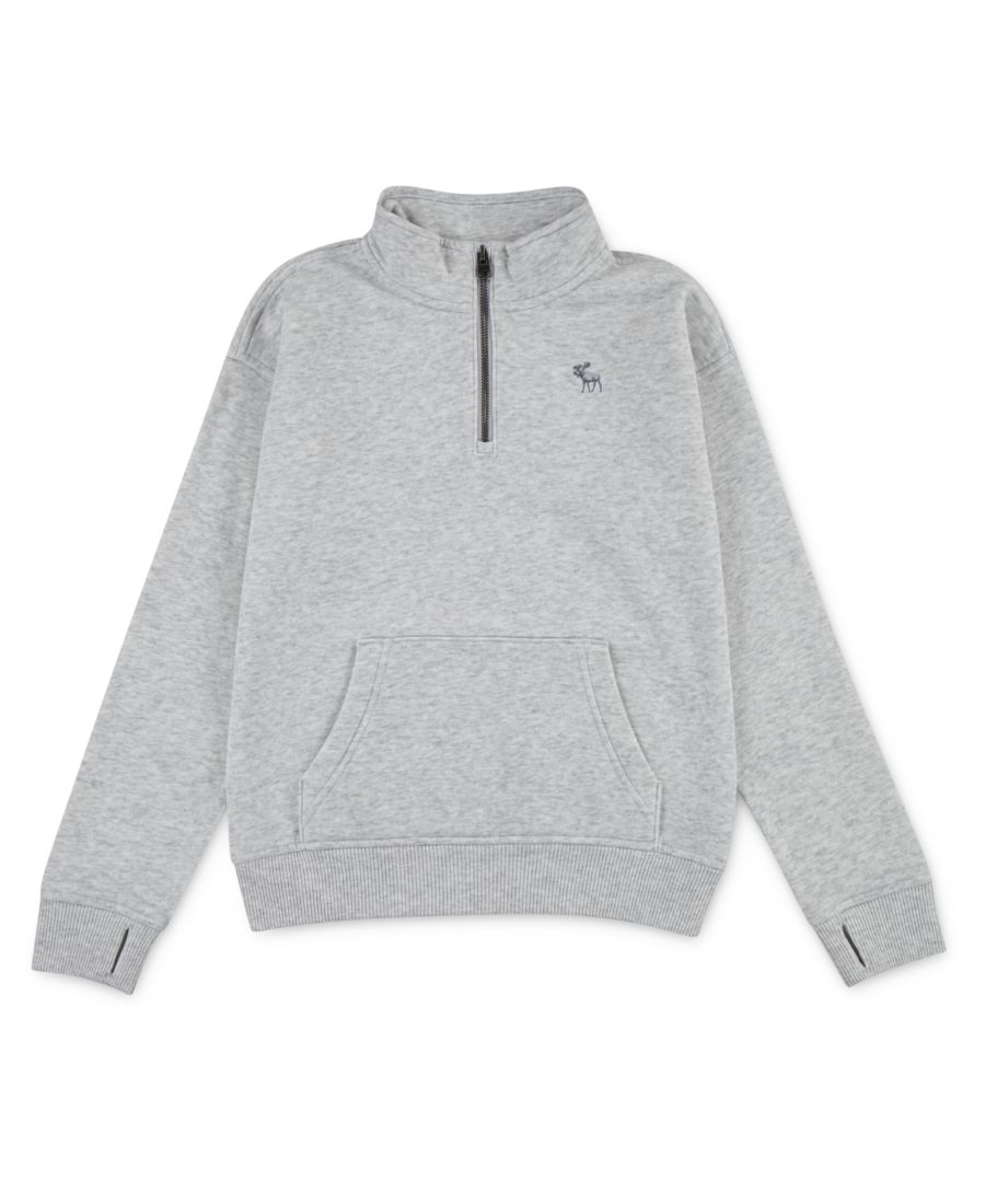Детская флисовая толстовка Essential с застежкой-молнией до середины груди abercrombie kids, Gray Heather — фото 4