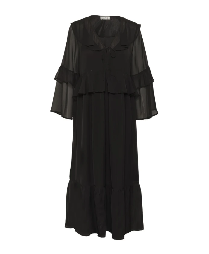 

Черное платье с оборками и длинными рукавами Soaked In Luxury, черный