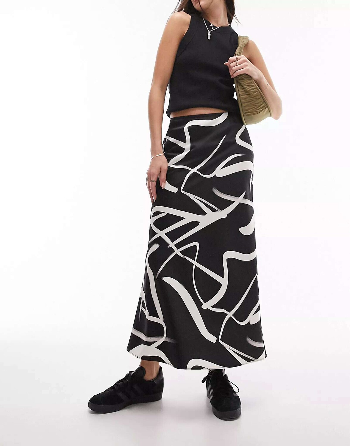 

Однотонная юбка макси с монопринтом Topshop
