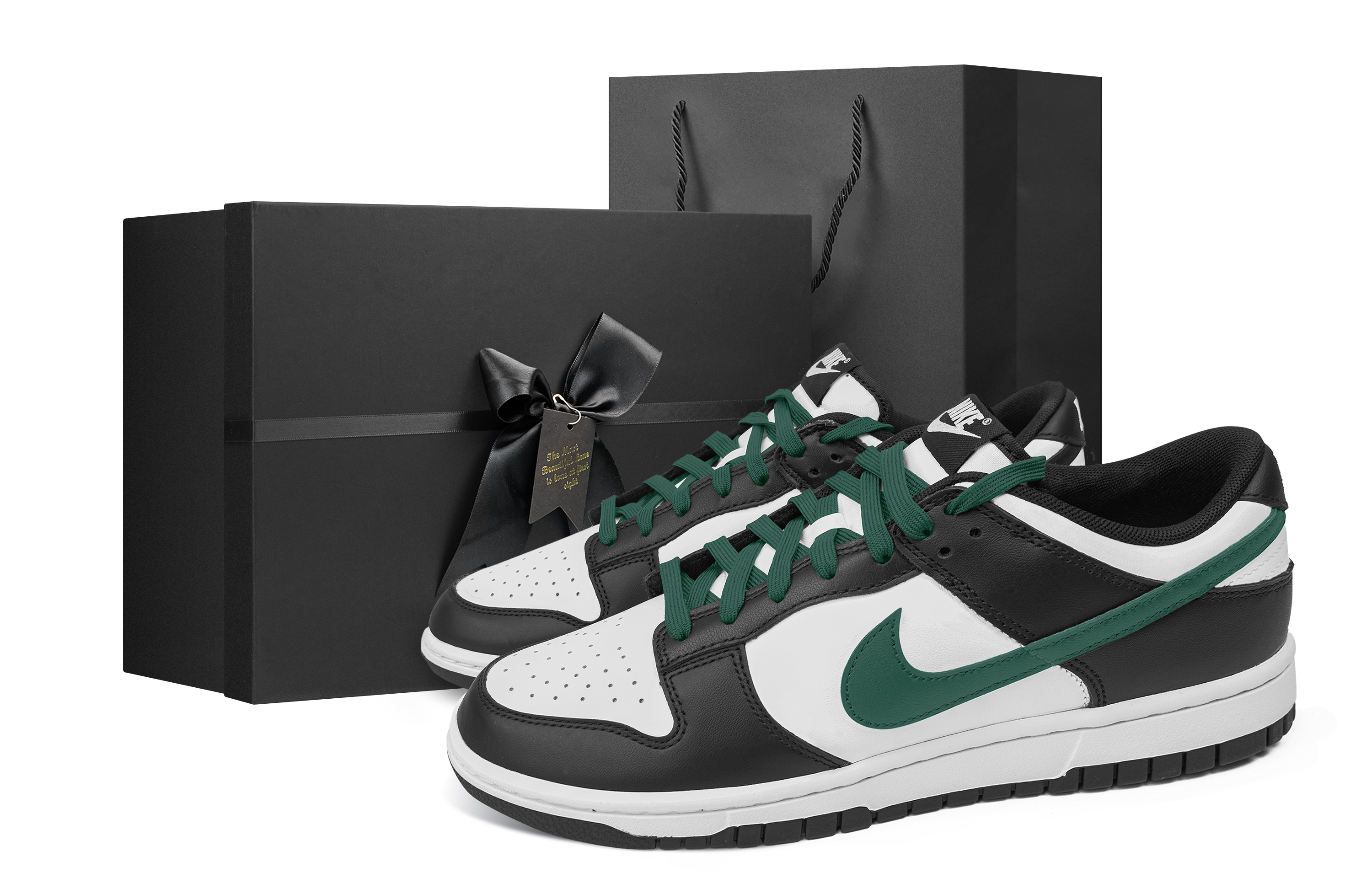 

Nike Кроссовки для скейтбординга Dunk, мужские, низкие, цвет: черный/белый/зеленый