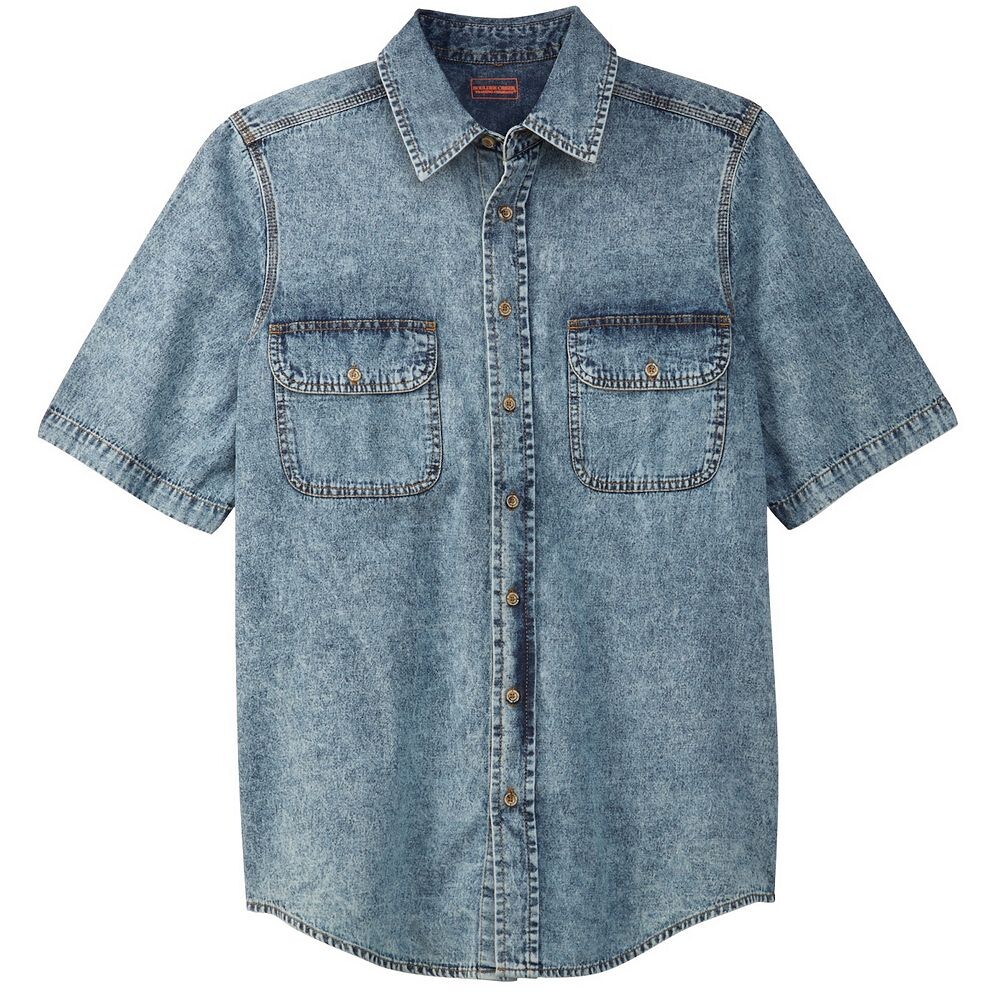 

Мужская рубашка из денима и твила с короткими рукавами Boulder Creek Kingsize Big & Tall, цвет Light Wash