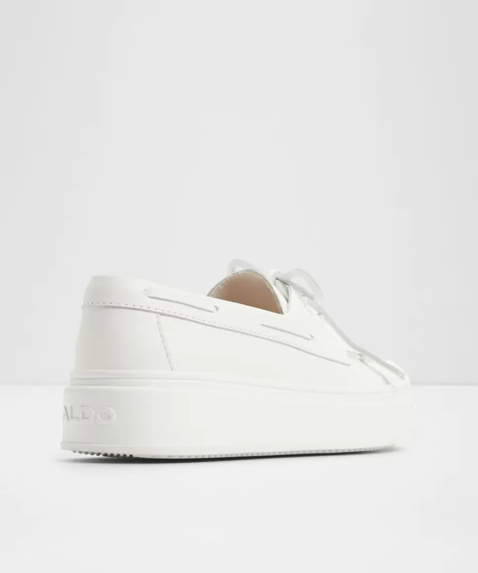 Женские кожаные туфли-лодочки с круглым носком Aldo, белый — фото 4