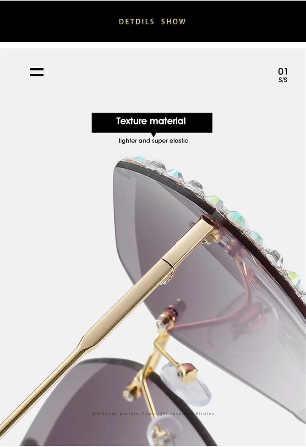 

Модные женские солнцезащитные очки без оправы с бриллиантами для уличной фотографии, отдыха на природе, пляжа (Цвет: C, Размер: Средний) MTZJH, One Color