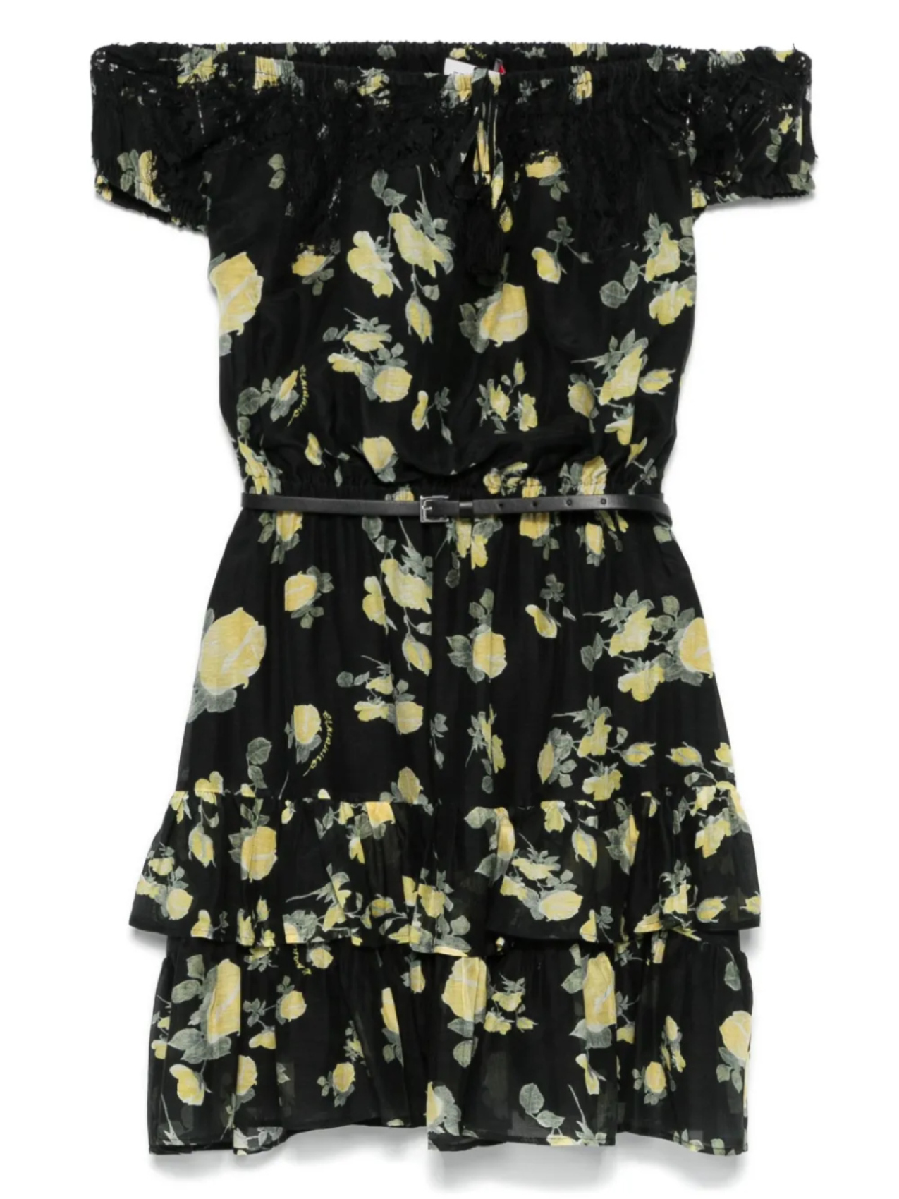 

Платье с цветочным принтом ERMANNO FIRENZE, черный