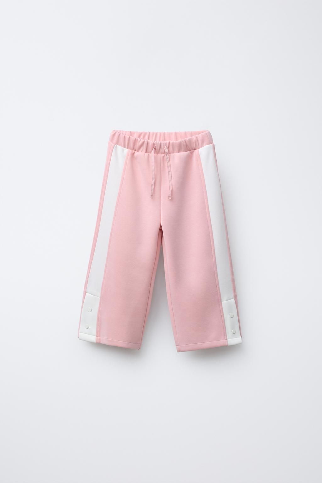 

Технические брюки с прямыми штанинами и боковыми лампасами ZARA, розовый
