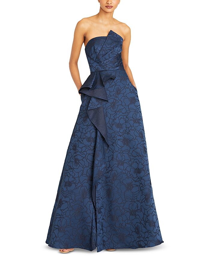 

Платье без бретелек ML Monique Lhuillier, синий