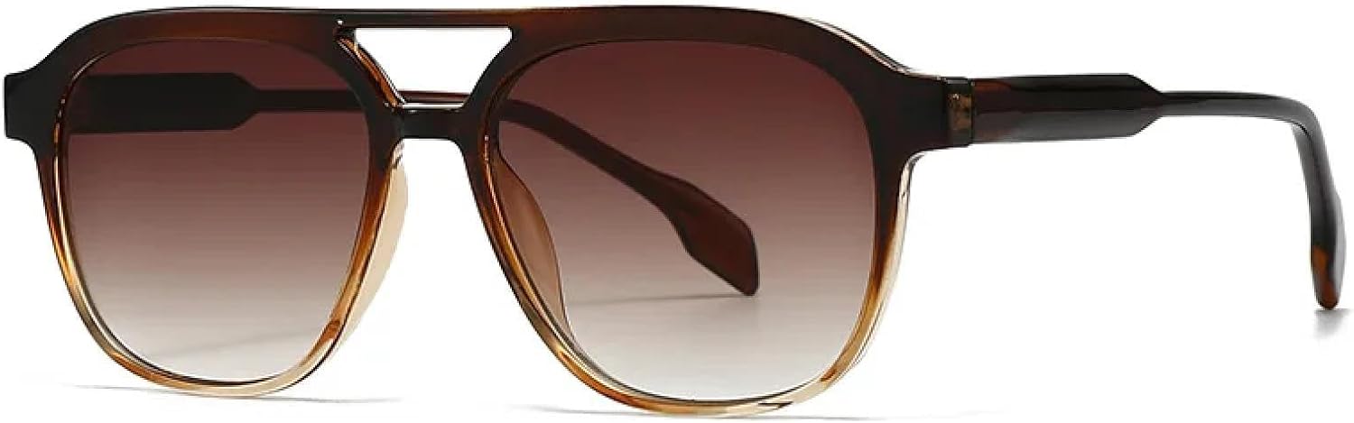 

Модные мужские солнцезащитные очки с двойной перемычкой, роскошные женские солнцезащитные очки в стиле ретро с градиентным переходом цвета чая, защита от УФ-излучения UV400 VVTWSSW, C2brown Tea Gradient