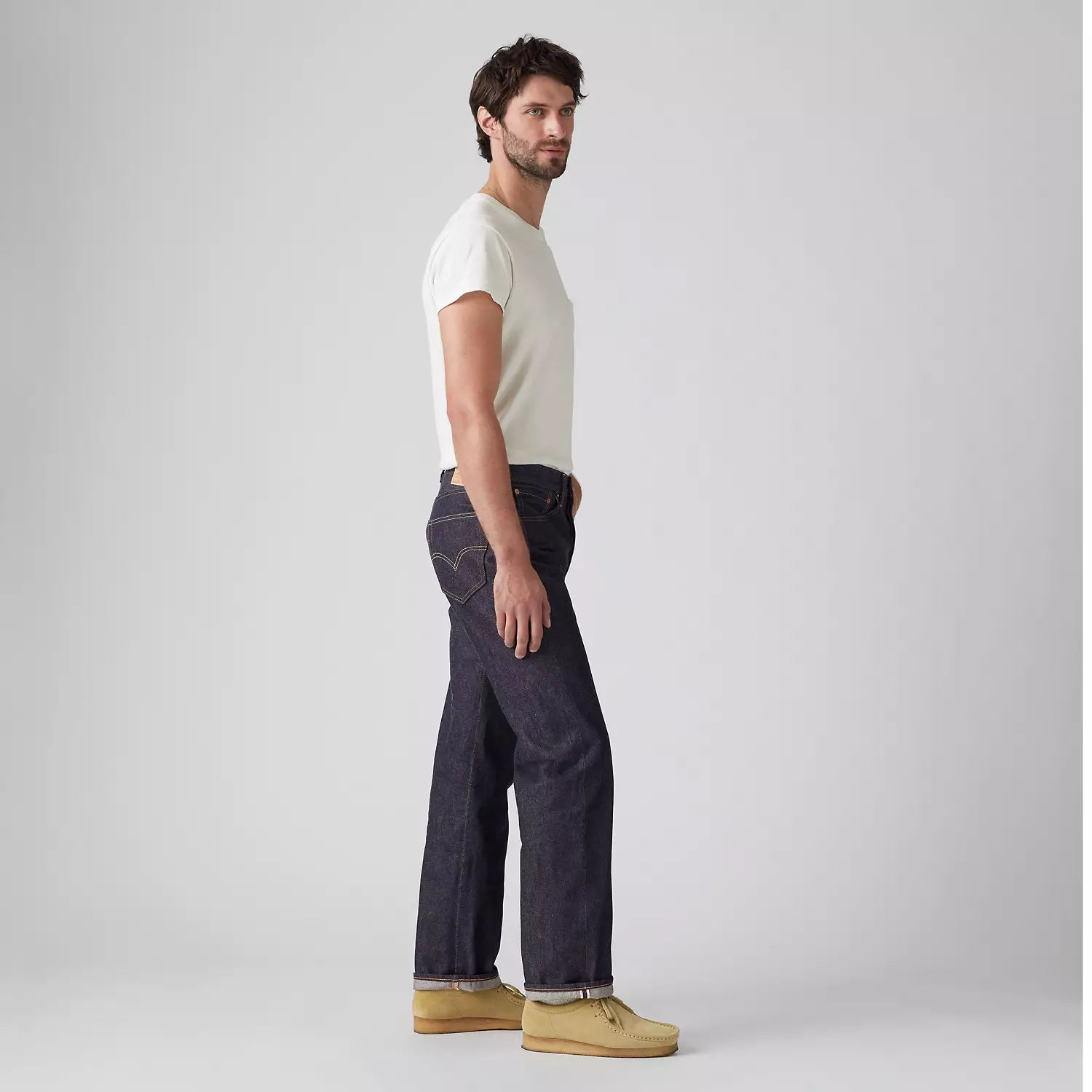 1955 501 мужские джинсы оригинального кроя с кромкой Levi's, цвет Dark Indigo Organic Selvedge - Dark Wash - Non Stretch — фото 4