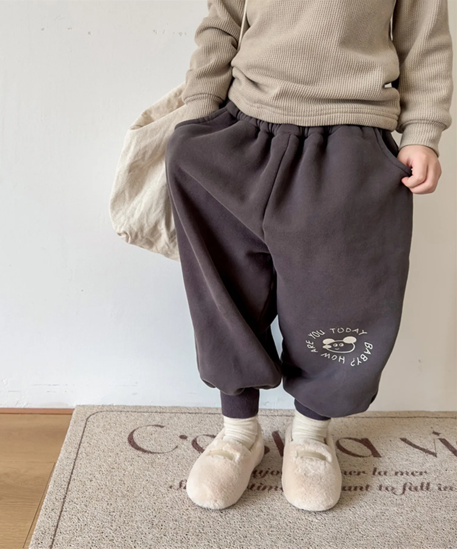 【aimoha-KIDS-】Детская одежда: спортивные штаны на флисовой подкладке с принтом персонажей