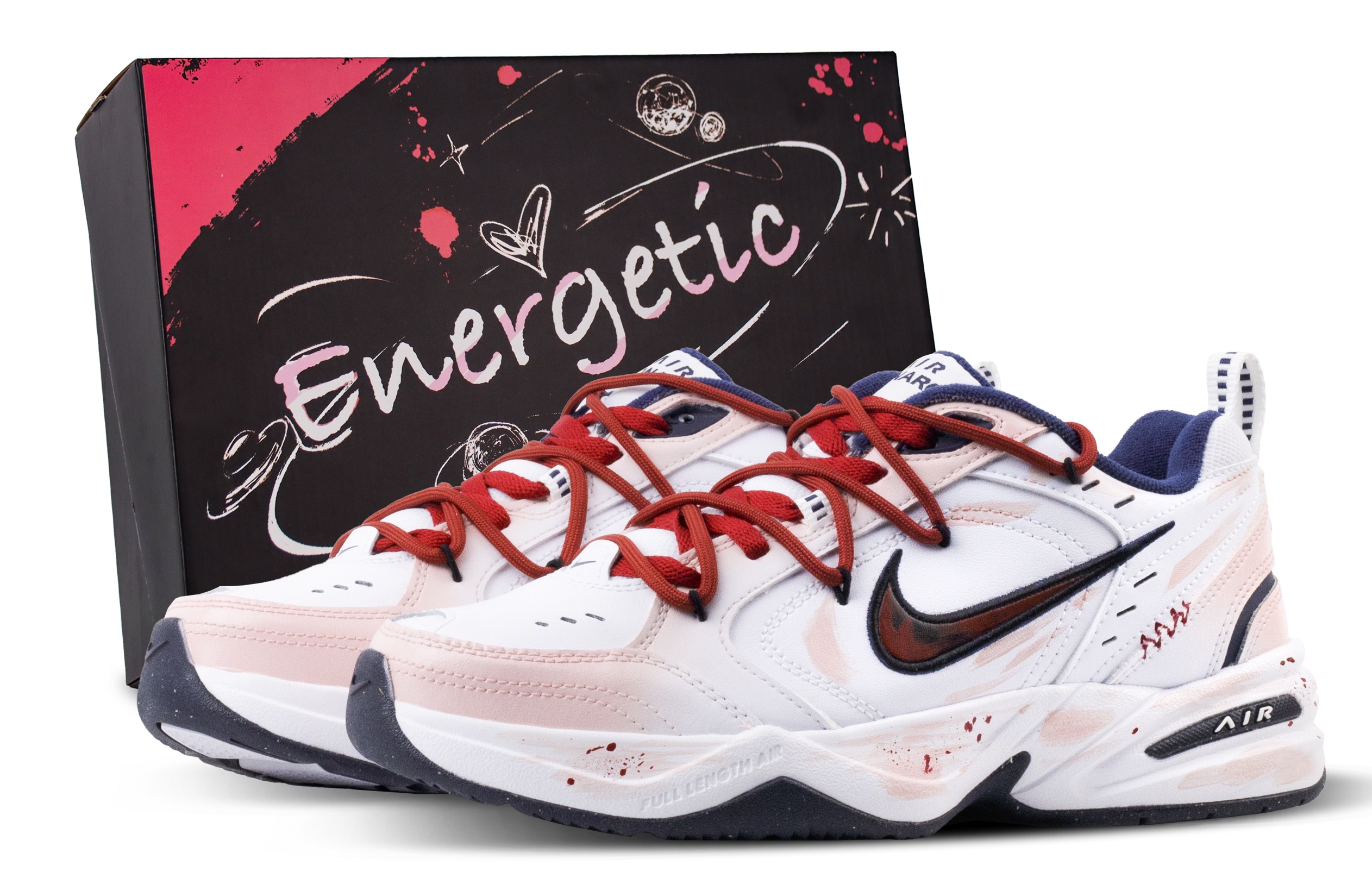 

Nike Кроссовки Air Monarch 4 Crimson Sunset Abrasion Resistant Slip Resistant Low top Chunky Unisex бело-розовые