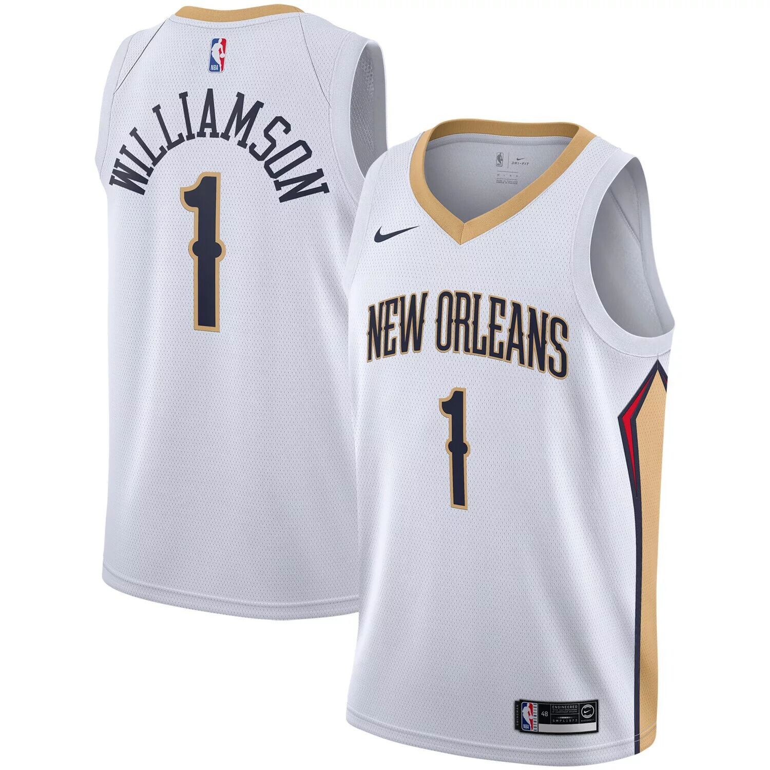 

Мужская белая майка Nike Zion Williamson New Orleans Pelicans 2019/2020 Swingman — Association Edition