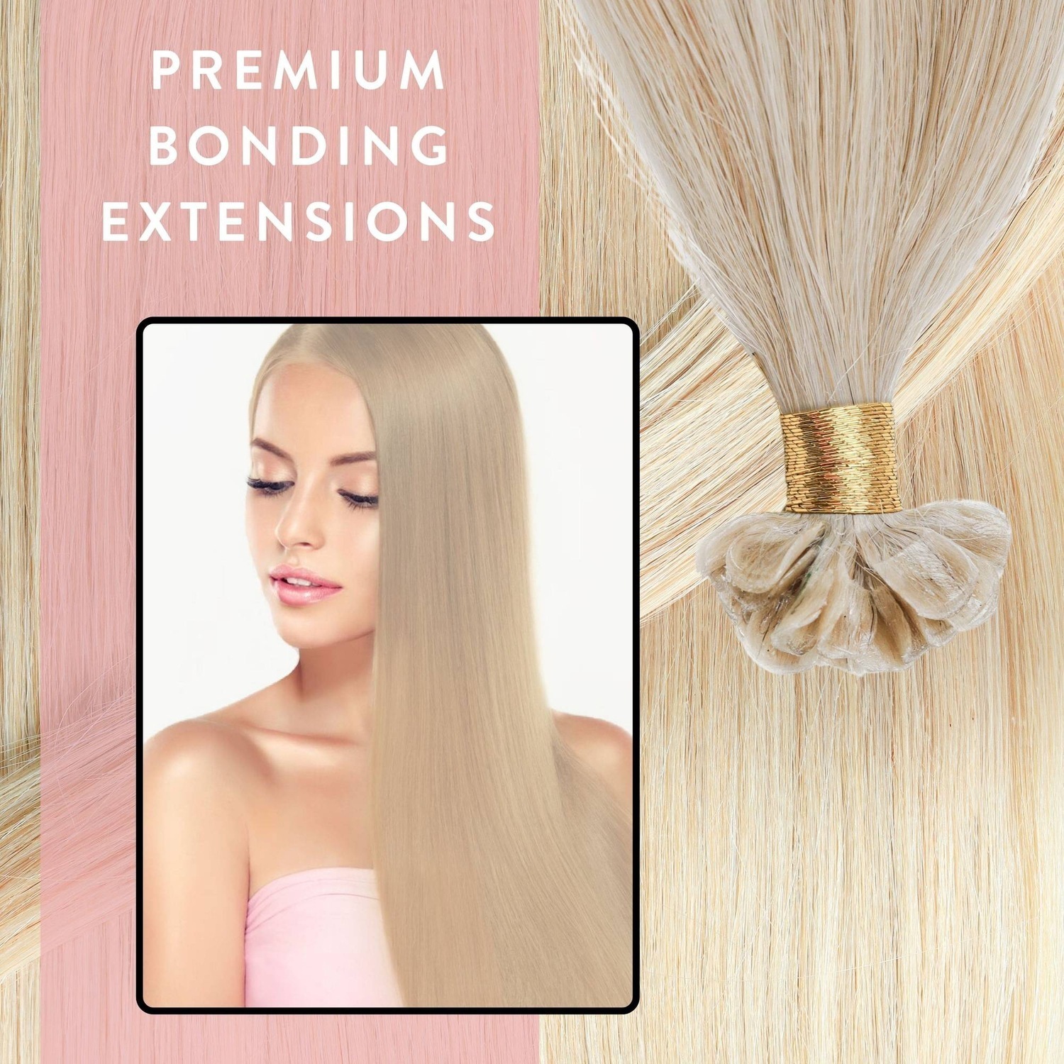 Накладные волосы bonding extensions premium echthaar #10/1 hell-lichtblond asch 1g Hair2Heart, 40cm, количество 25 шт. — фото 2