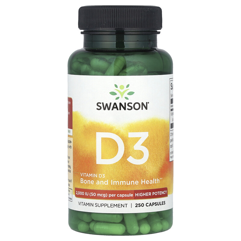 

Swanson, Витамин D3, 2000 МЕ, 250 капсул