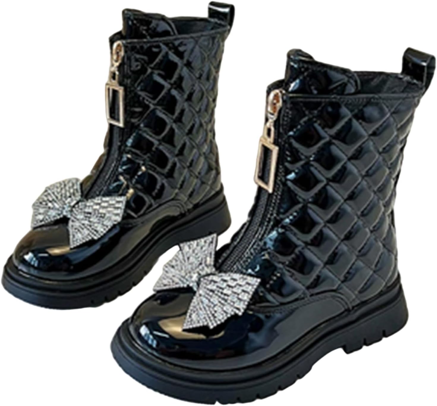 

Детские короткие ботинки на щиколотку, модные сандалии с молнией, водонепроницаемые боевые ботинки, милые ботинки до середины голени для прогулок Generic, Black