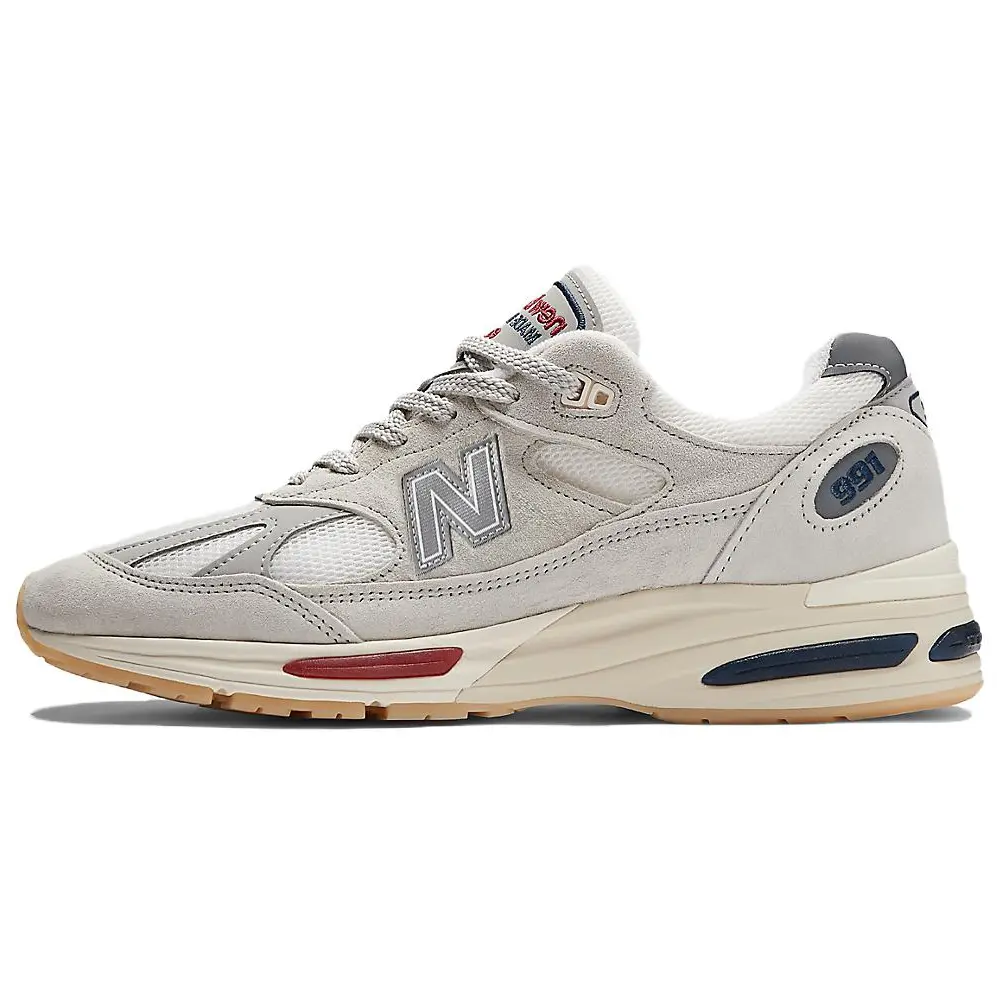 

Кроссовки 991v2 MiUK Vintage Sport New Balance, Gray White/White Medium White-Bright Red