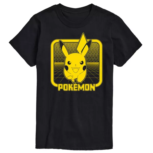 

Мужская футболка с ретро-принтом покемона Pikachu Licensed Character, черный