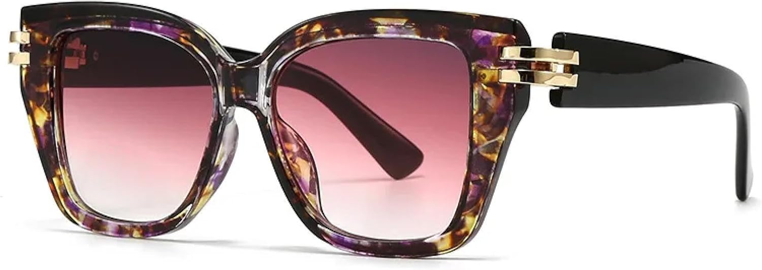 

Классические роскошные винтажные солнцезащитные очки для женщин и мужчин в стиле панк с заклепками, сексуальные, популярные, с защитой от УФ-излучения UV400 TYUVIVO, Leopard Purple