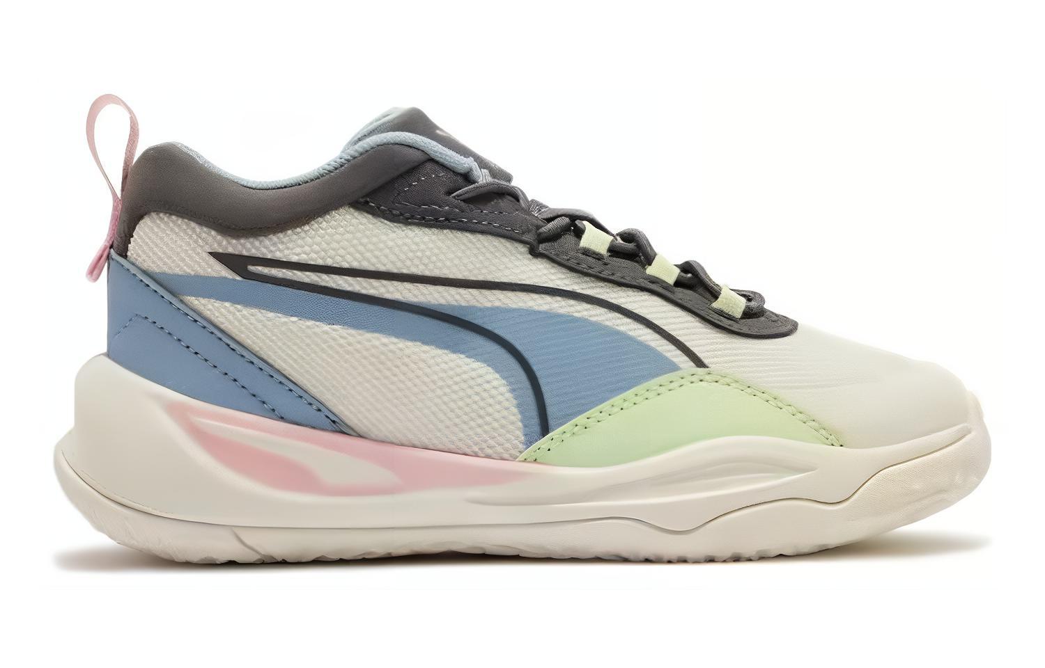 Puma Детские низкие кроссовки Playmaker AC в стиле Lifestyle, бежево-зеленые, для детей от 3 до 7 лет — фото 3