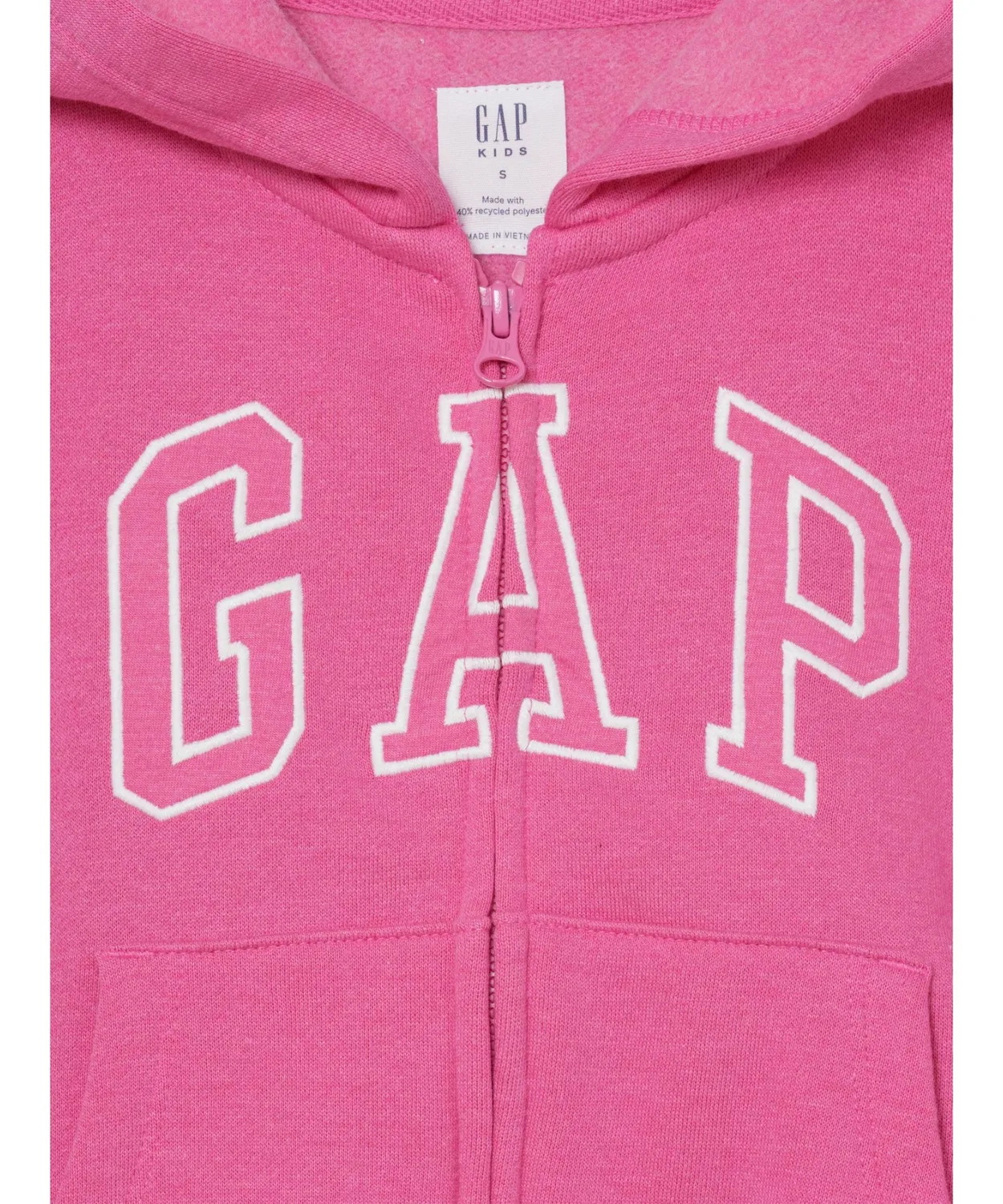 Детская кофта-худи с молнией GAP, из хлопка и полиэстера, розовая — фото 4