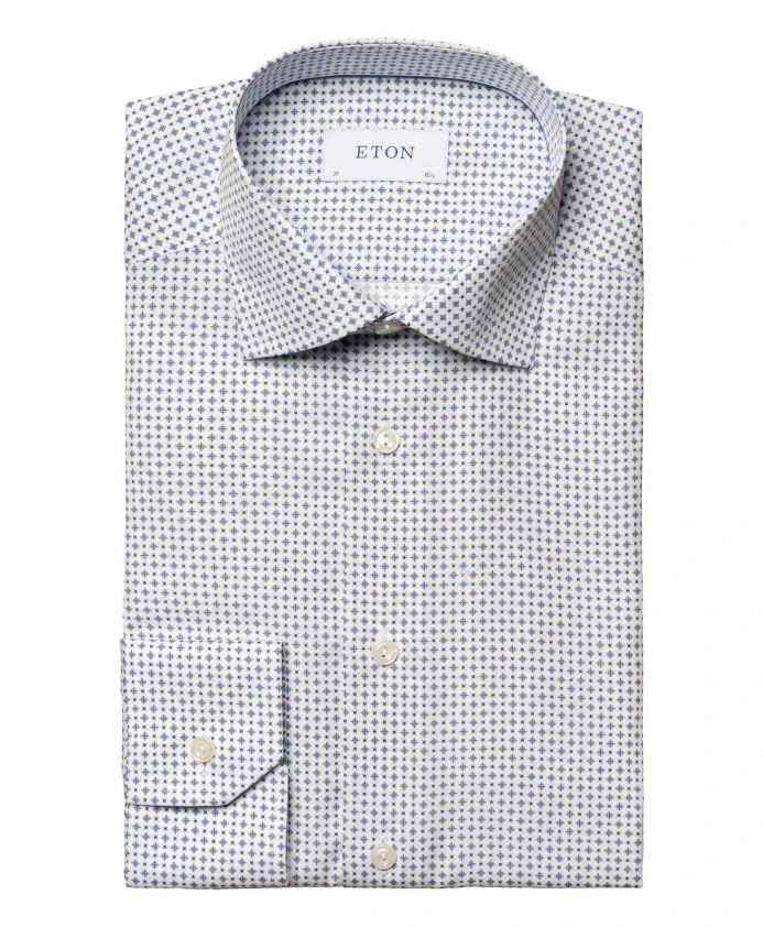

Современная рубашка из поплина с микропринтом Eton, белый