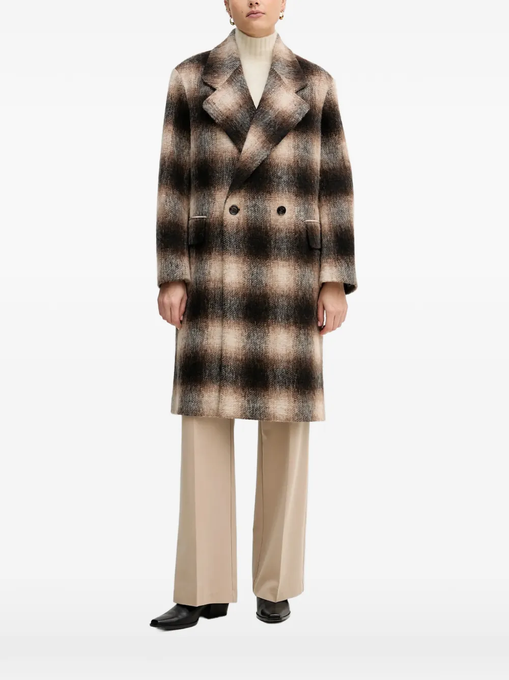 

Двубортное пальто в клетку Joop!, коричневый