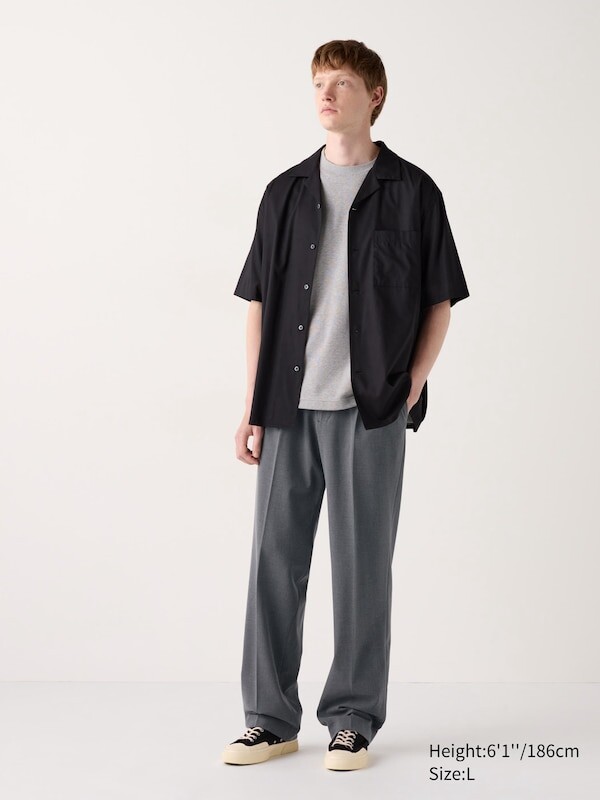 

Широкие брюки в складку длинные Uniqlo, серый