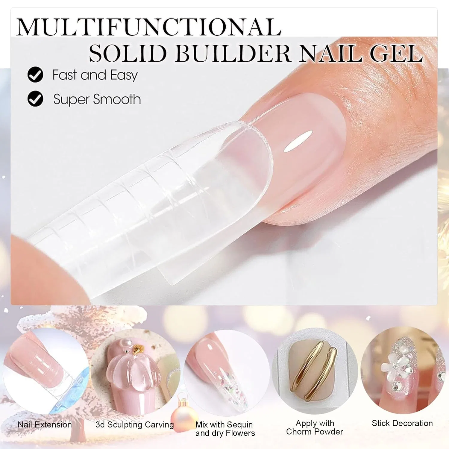Твердый гель для наращивания ногтей NAILGIL, прозрачный, 15 г Nail Gil, Clear — фото 2