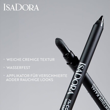 Черный карандаш-подводка для глаз IsaDora Perfect Contour Kajal для макияжа Smokey Eyes - Высокопигментированный и гипоаллергенный - Легкое нанесение - Шоколадно-коричневый — фото 2