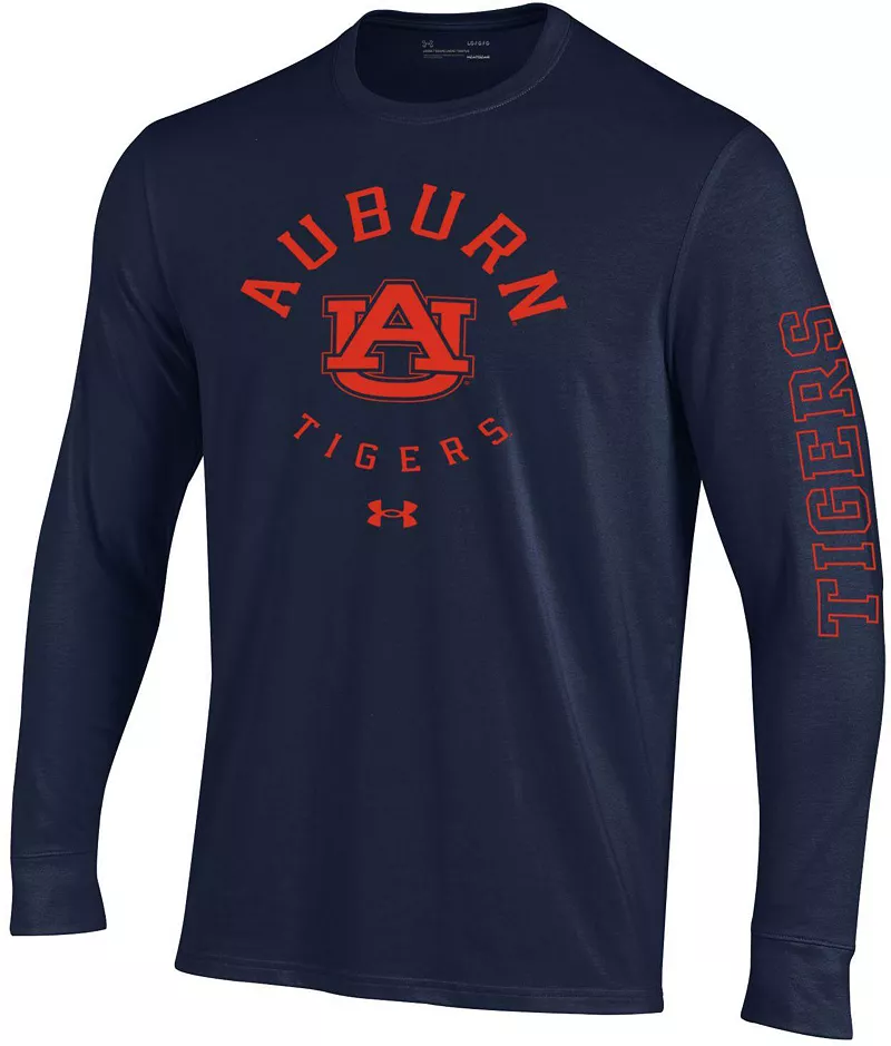 

Мужская хлопковая футболка с длинными рукавами Under Armour Auburn Tigers темно-синего цвета
