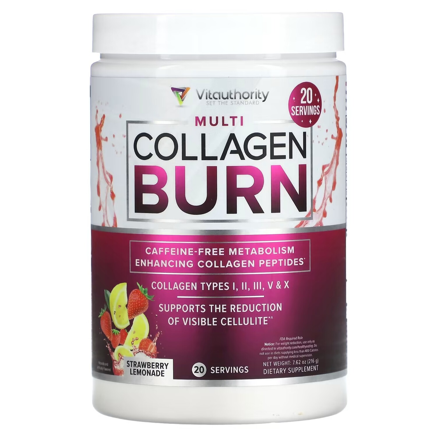 

Добавка Vitauthority Multi Collagen Burn клубничный лимонад, 216г