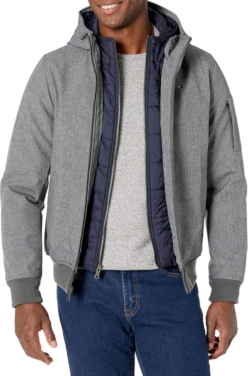 

Мужская спортивная куртка Tommy Hilfiger Soft Shell с подкладкой из шерпы, New Heather Gre